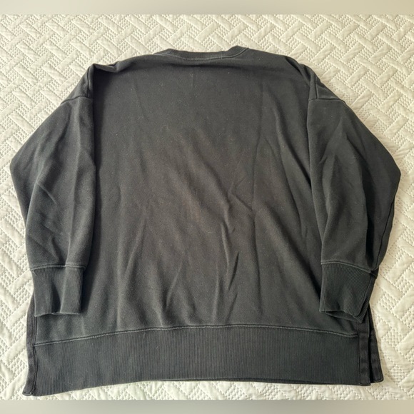 Aerie Oversized Woman Lady Classic Minimalist Black Pullover Sweatshirt Large - Picture 4 of 12